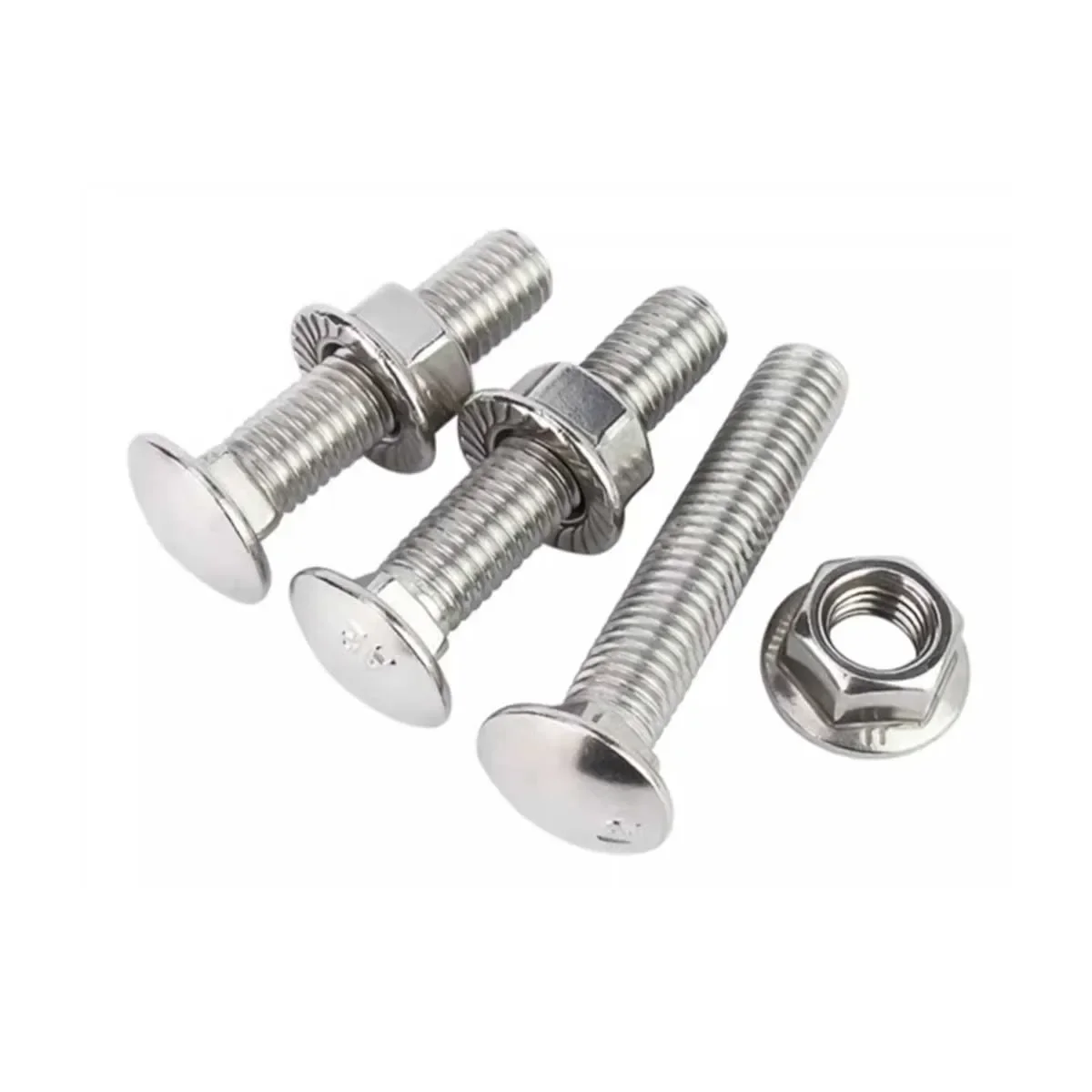 

304 Stainless Steel GB12 Carriage Screw Small Semi-circular Bridge Bolt M3 M4 M5 M6 M8 M10 M12 Combination Fastener