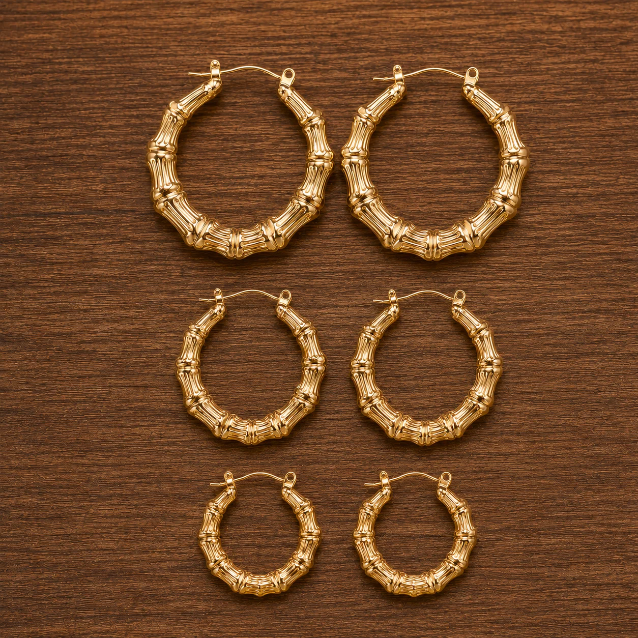 Punk Exaggerated Bamboo Circle Earrings Set for Women Vintage Metal Bamboo Joint Hoop Earring Unusual Party Versatile Jewelry