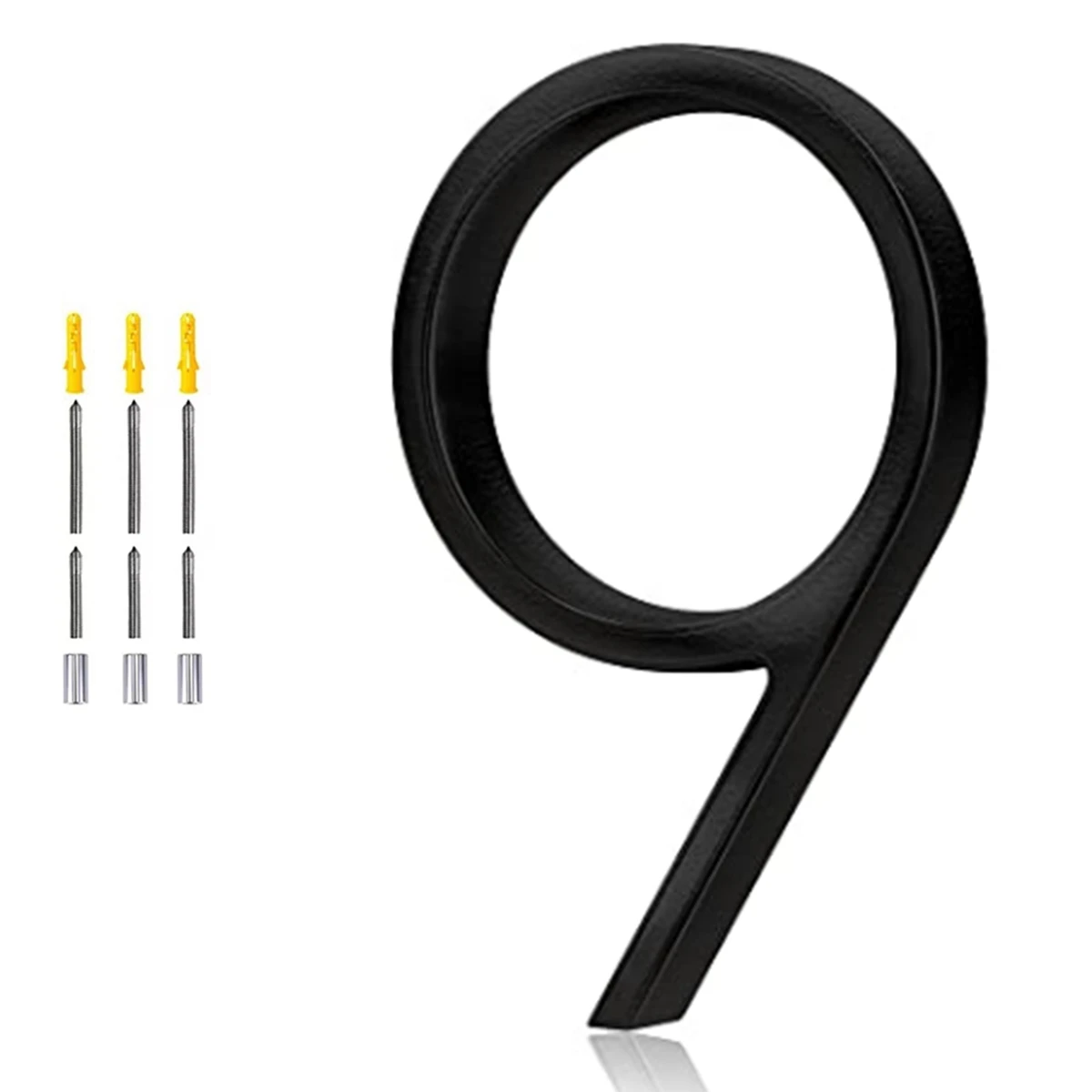 5.6 inch Floating House Number, DIY Modern House Numbers, Garden Door Mailbox Decor Number with Nail Kit, Coated Black 9