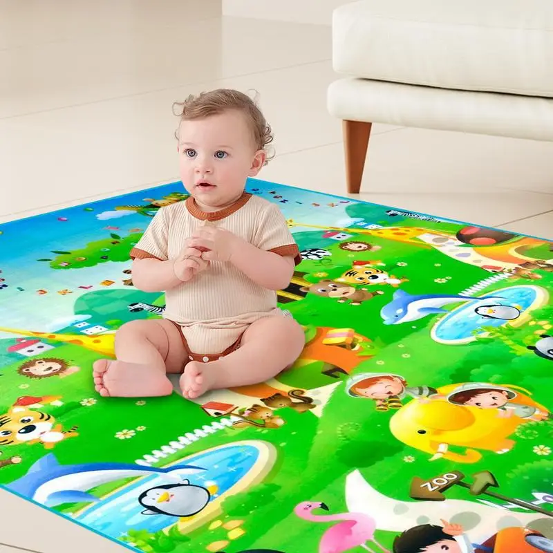 Kids Playmat For Floor Soft Playmat Kids Mat Crawling Game Activity Playmats Educational Toys Double Sided Foldable Large Play