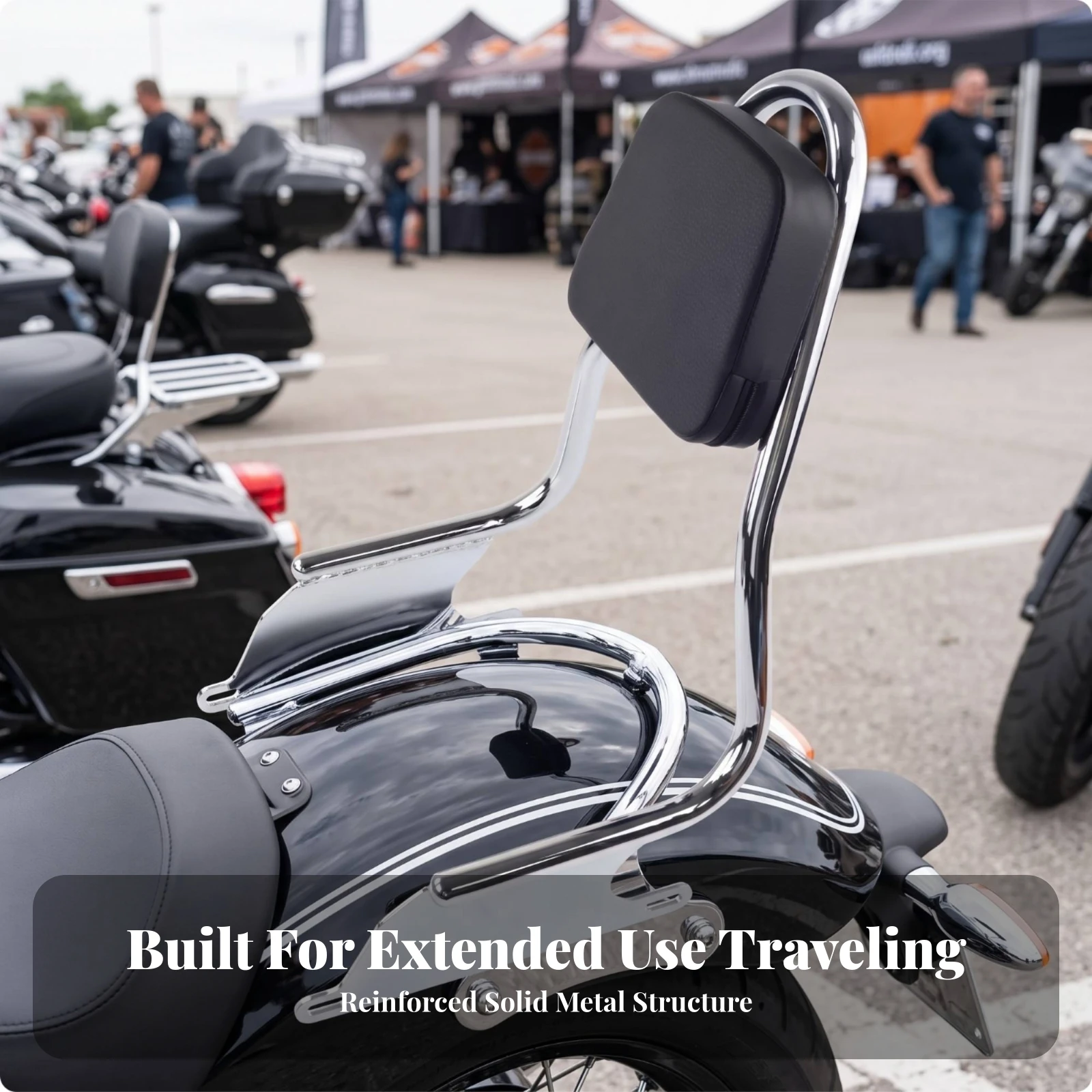 Rear Passenger Backrest with Cushion Cylindrical Motorcycle Backrest with Cushion Motorcycle Sissy Bar Long-Lasting Stylish
