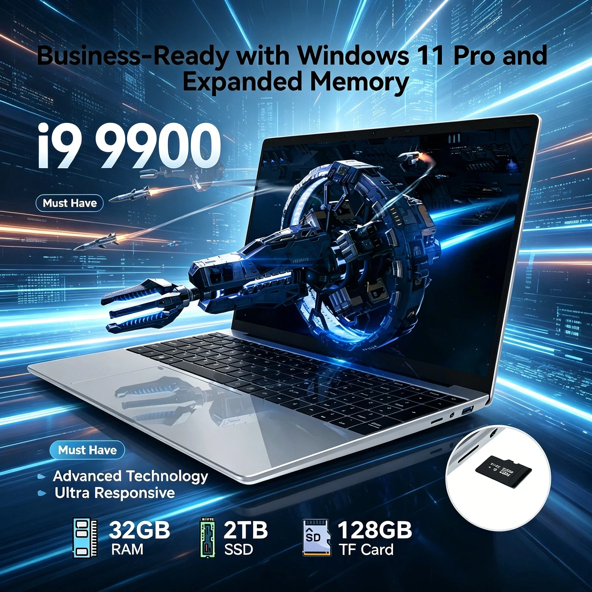 

HOT Ultra Slim 15.6 Inch Laptop Windows 11 32GB 2TB Intel Core i9 9900 1920x1080 HD Gaming Computer PC Gamer Office