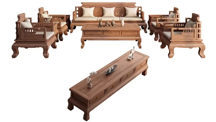 

Южноамериканский орех, эстетика новой династии китайской песни, комбинация диванов, гостиная дзен, мебель для небольшой квартиры