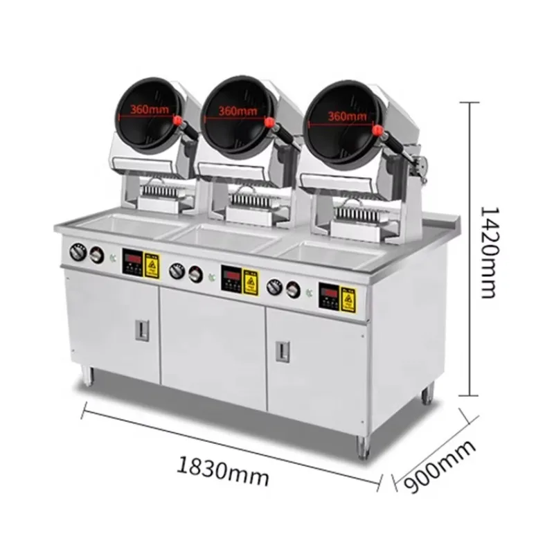 Cabinet Style 17L Intelligent Commercial Stainless Steel Cooking Machine Plug-And-Play Stir Fry Robot Fast Food Restaurant Gas