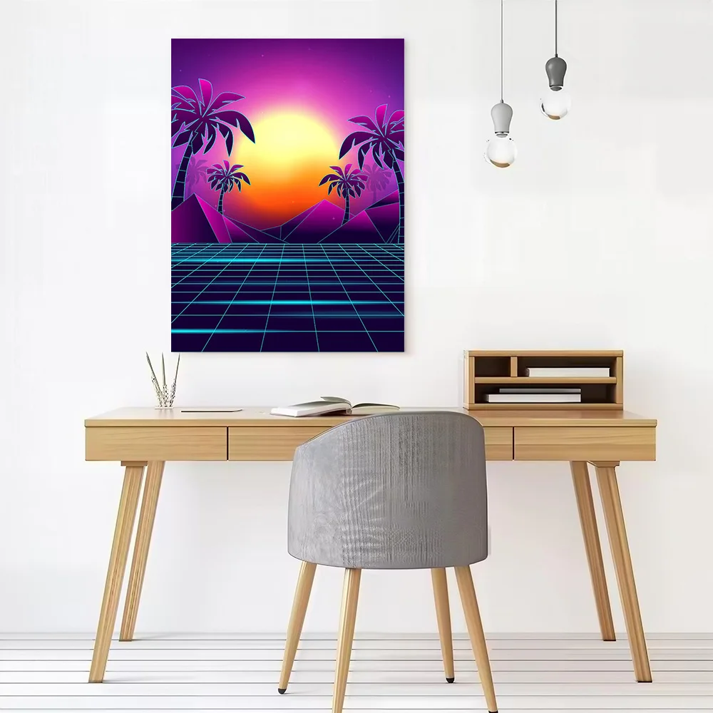 Tranquil Sunset Vaporwave Printed Canvas Poster Personalized High Quality Wall Art Paintings for Decor Living Room Decorations