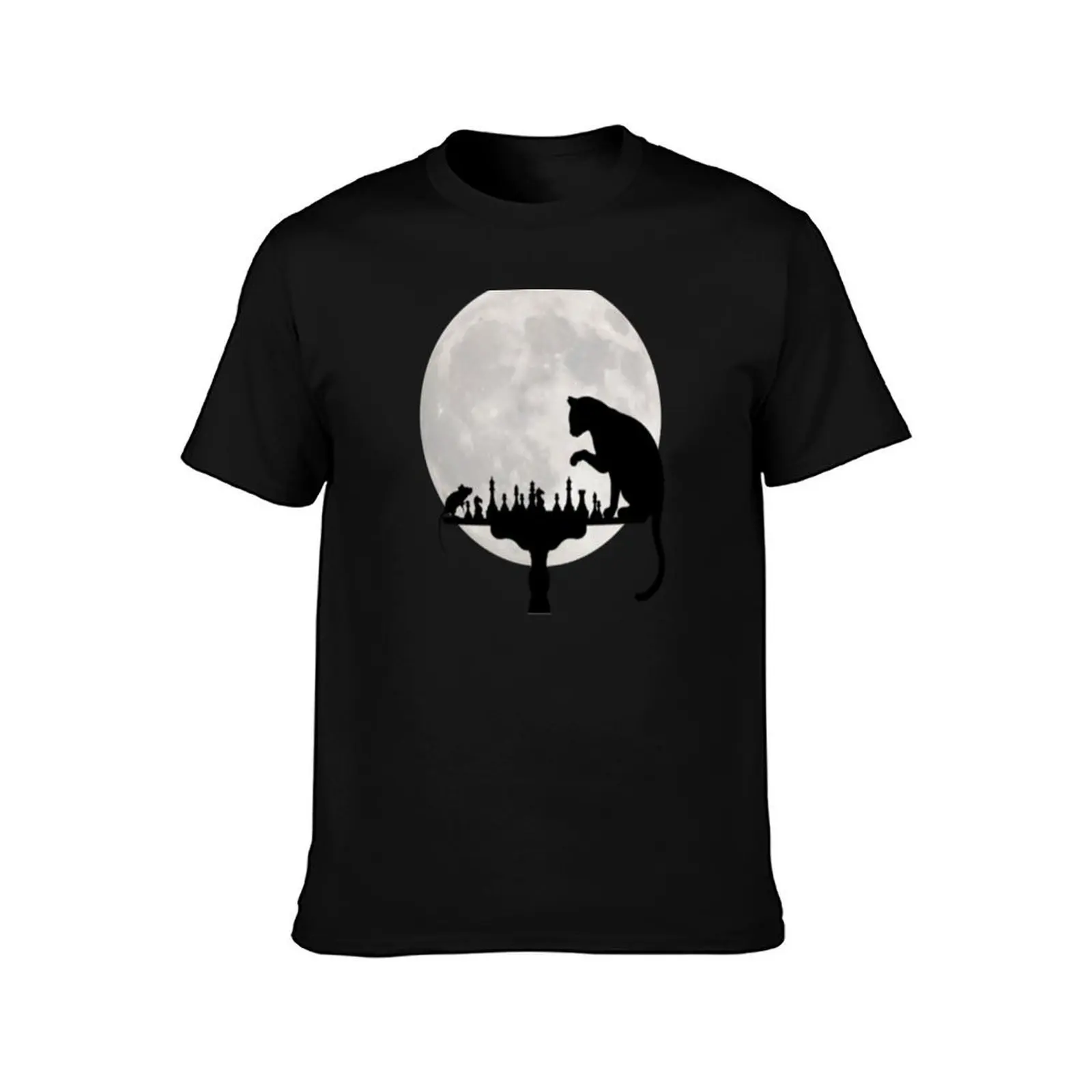 Cat and Rat Playing Chess T-Shirt, Summer Casual Cotton Tee, Oversized Streetwear Tops, Vintage Graphic Print, Unisex Men Women