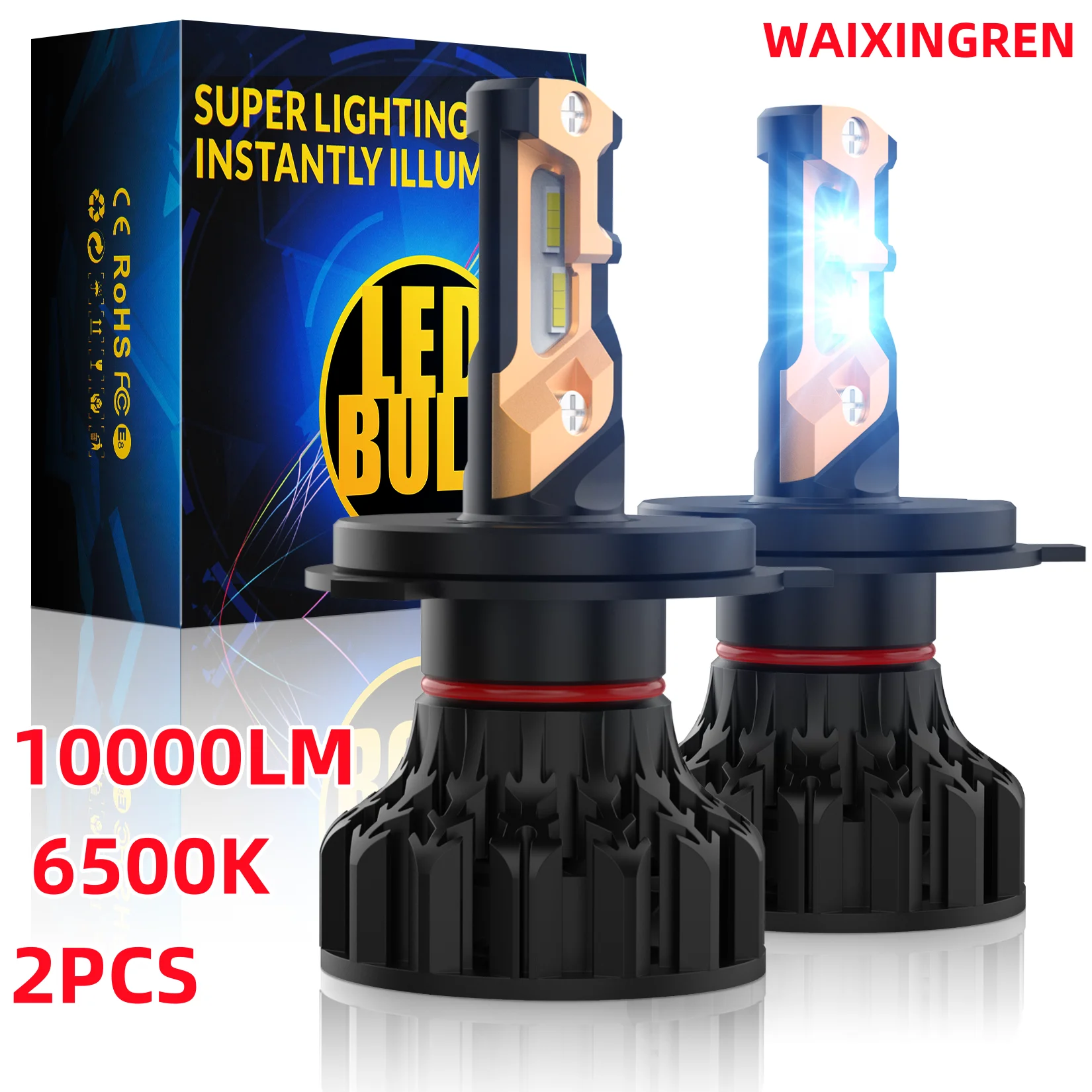 

H4 Car Led Lights Auto Bulbs 10000LM 60W 6500K Cool White Headlight Bulbs Plug & Play Fog Bulbs High Low Beam Auto Accessories