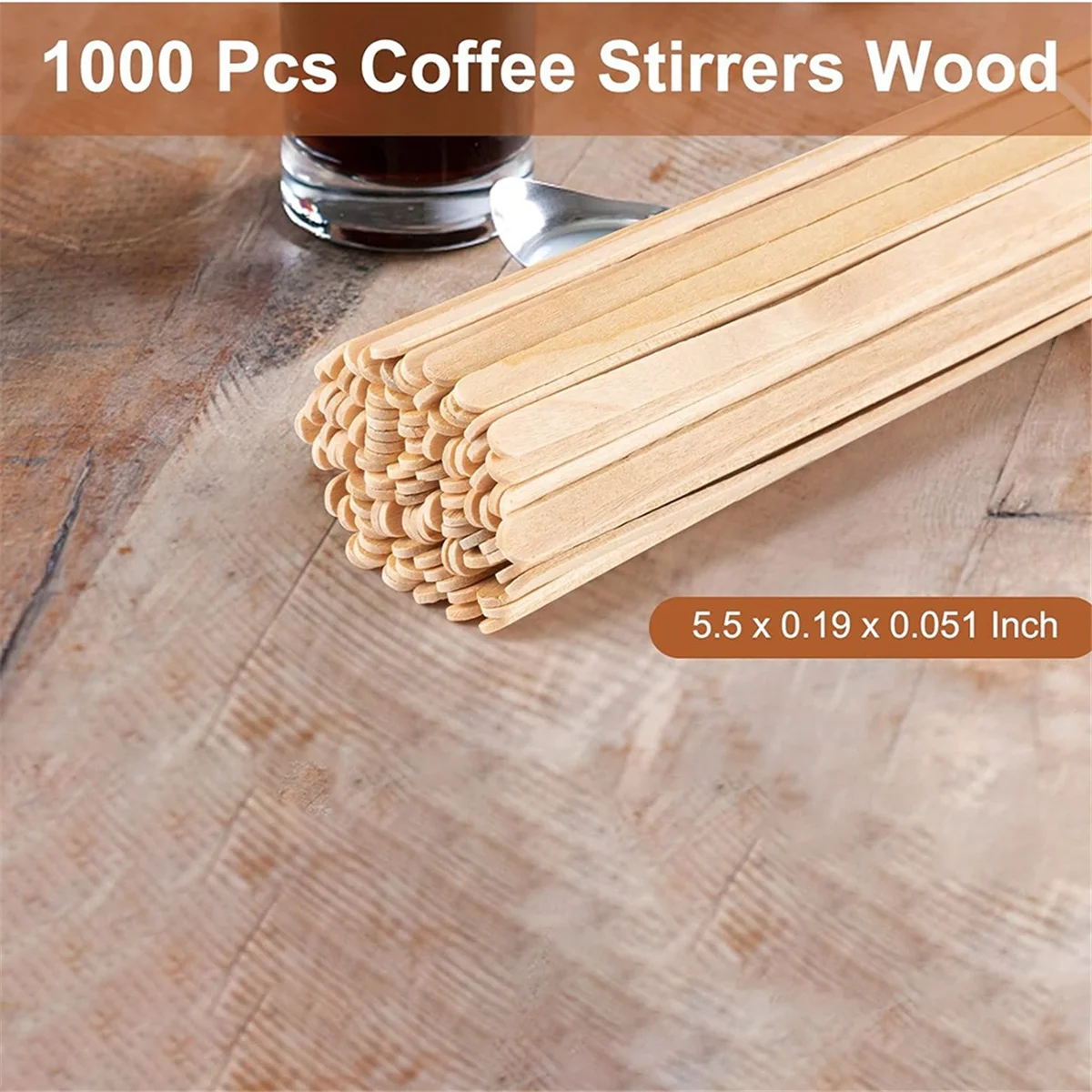 ABJZ 500 pezzi Agitatori per caffè Bastoncini per caffè in legno da 5,5 pollici Bastoncini per mescolare in legno confezionati singolarmente Bastoncini per mescolare in legno