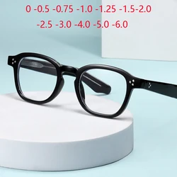 Rivet Frame Oval Student Myopia Spectacles 1.56 Single Anti Blue Rays Shortsighted Prescription Eyeglasses 0 -0.5 -0.75 To -6.0