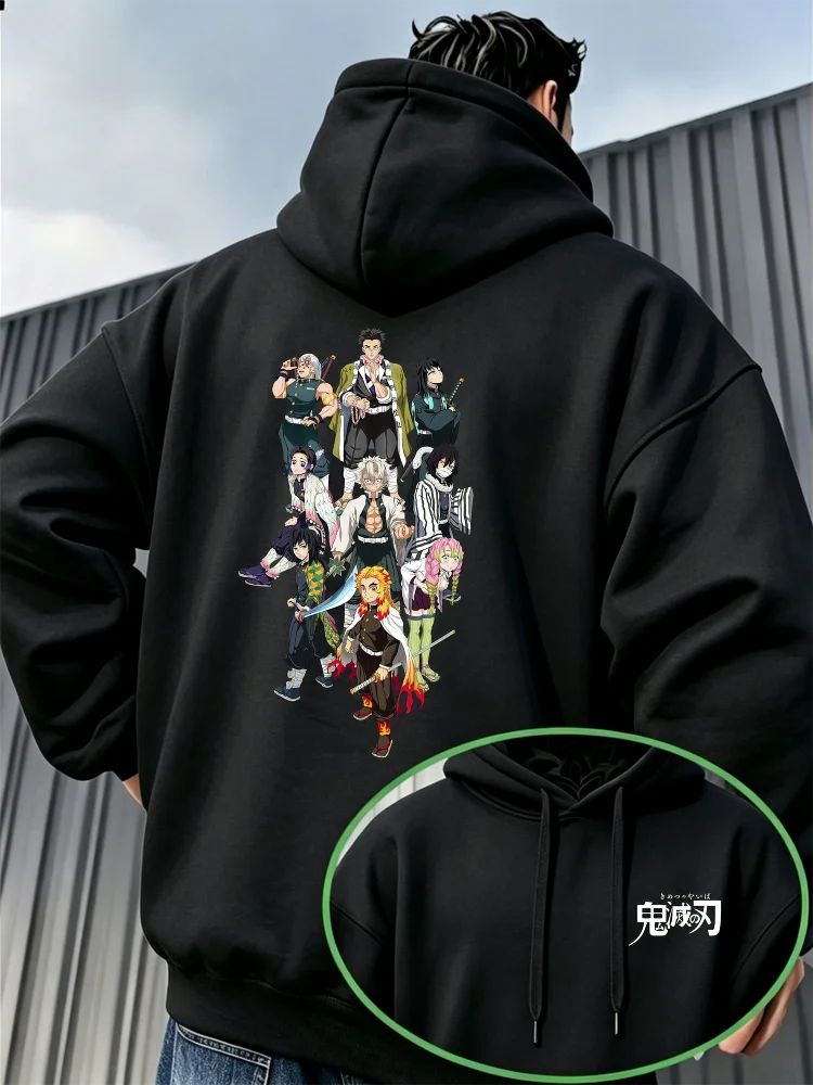 Sudadera con Capucha Gráfica de Todos los Personajes de Kimetsu No Yaiba Hashira de Bandai, Sudadera Informal Cálida de Alta Calidad para Otoño e Invierno para Hombre