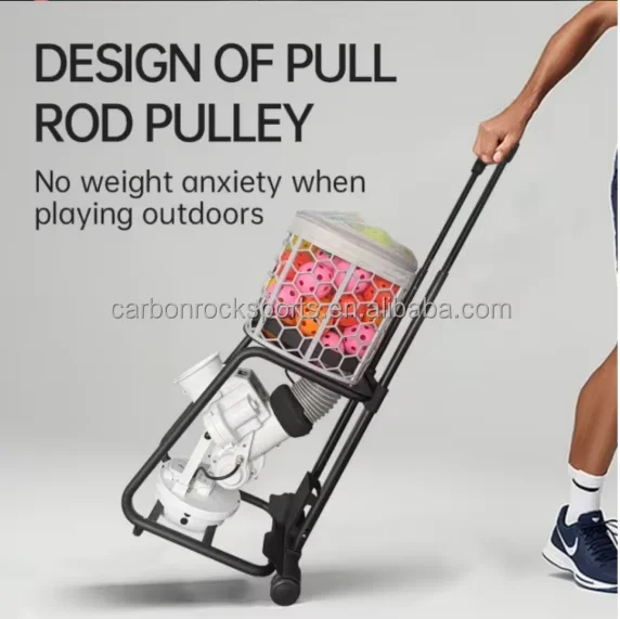 Portable Automatic Pickleball Ball Machine with Wheels Adjustable Speed Spin Large Capacity Basket Professional Training