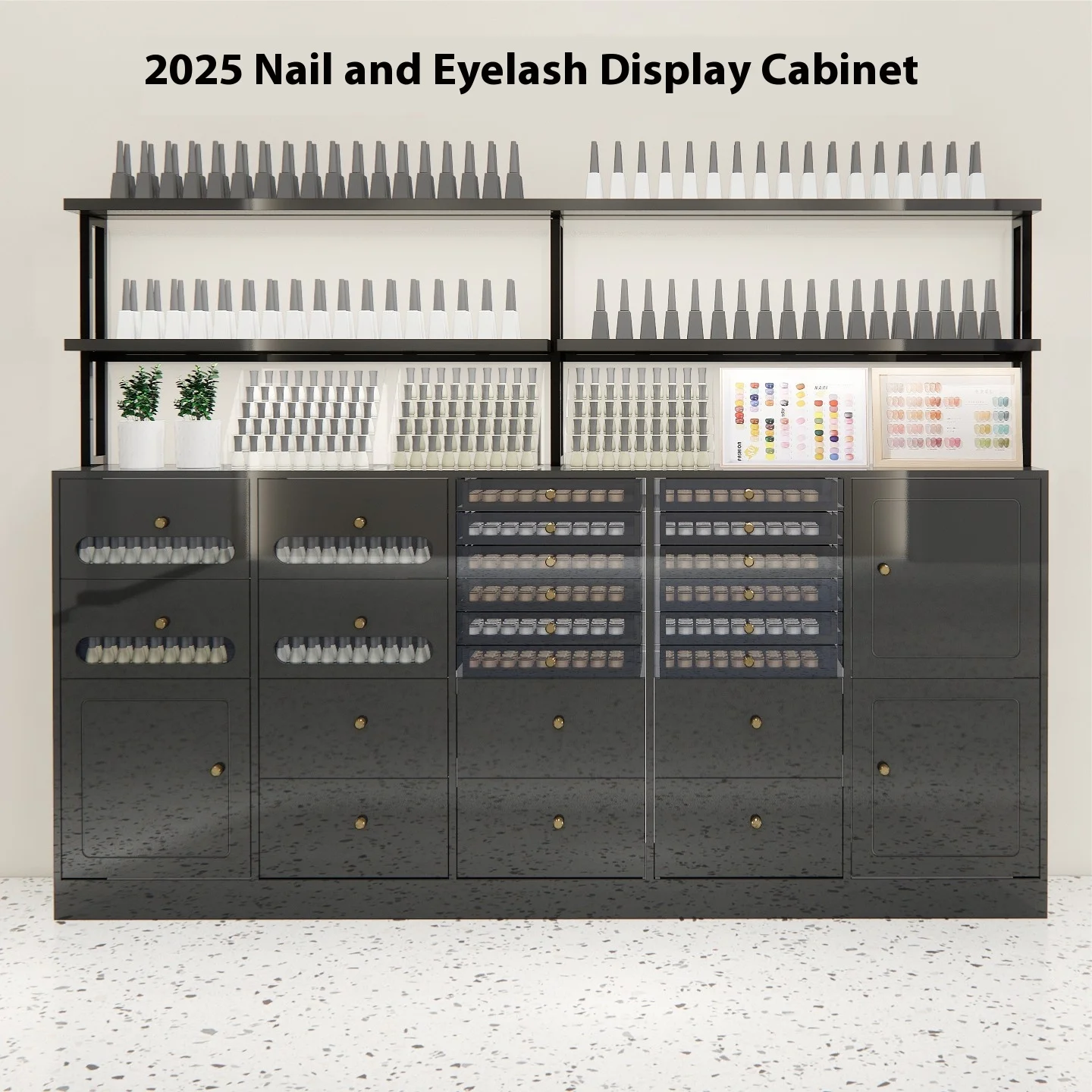 Modern Heavy-Duty Wood Salon Nail Art Storage Cabinet Display Rack Glue Drawer Locker Nail Polish Eco-Friendly Easy Clean