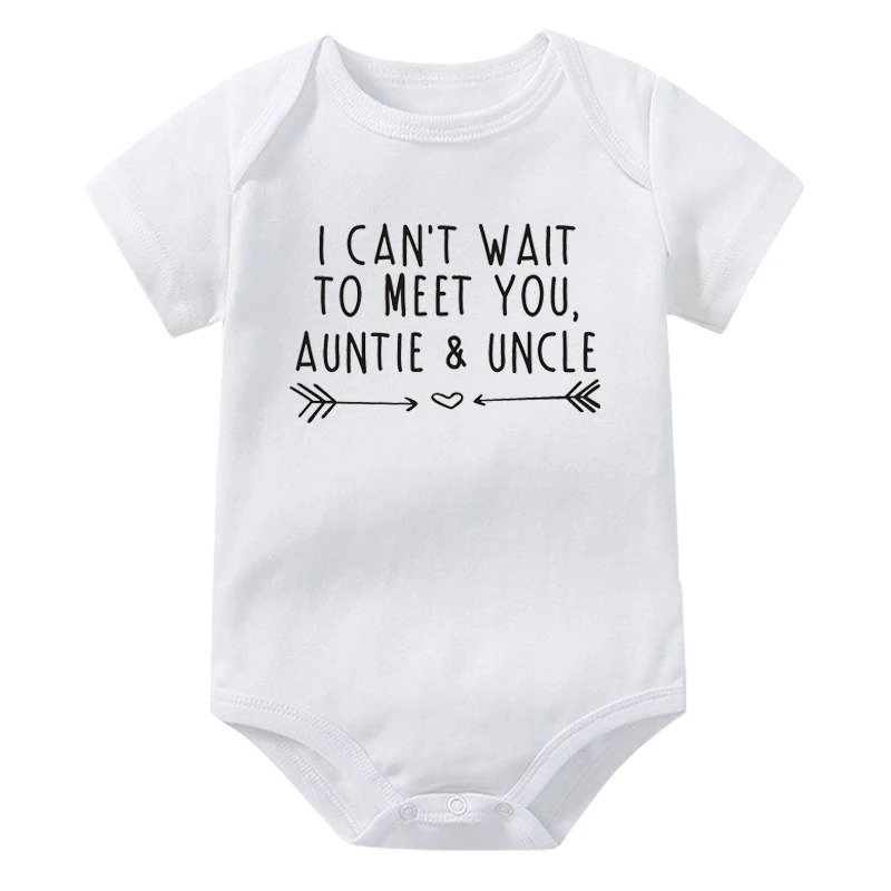 I Can\'t Wait to Meet You Auntie and Uncle Toddler Boys Girls Infant Clothes Newborn Baby Bodysuit Short Sleeve Summer Rompers