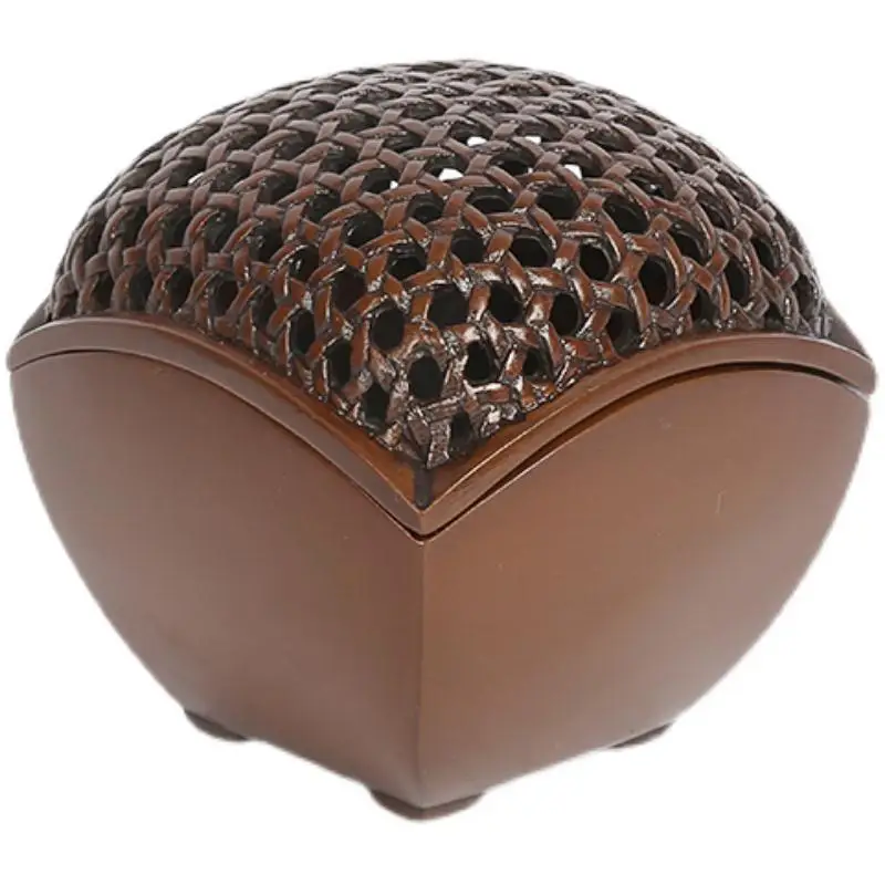 Pure handmade copper incense burner rattan square hollow incense household interior ornament