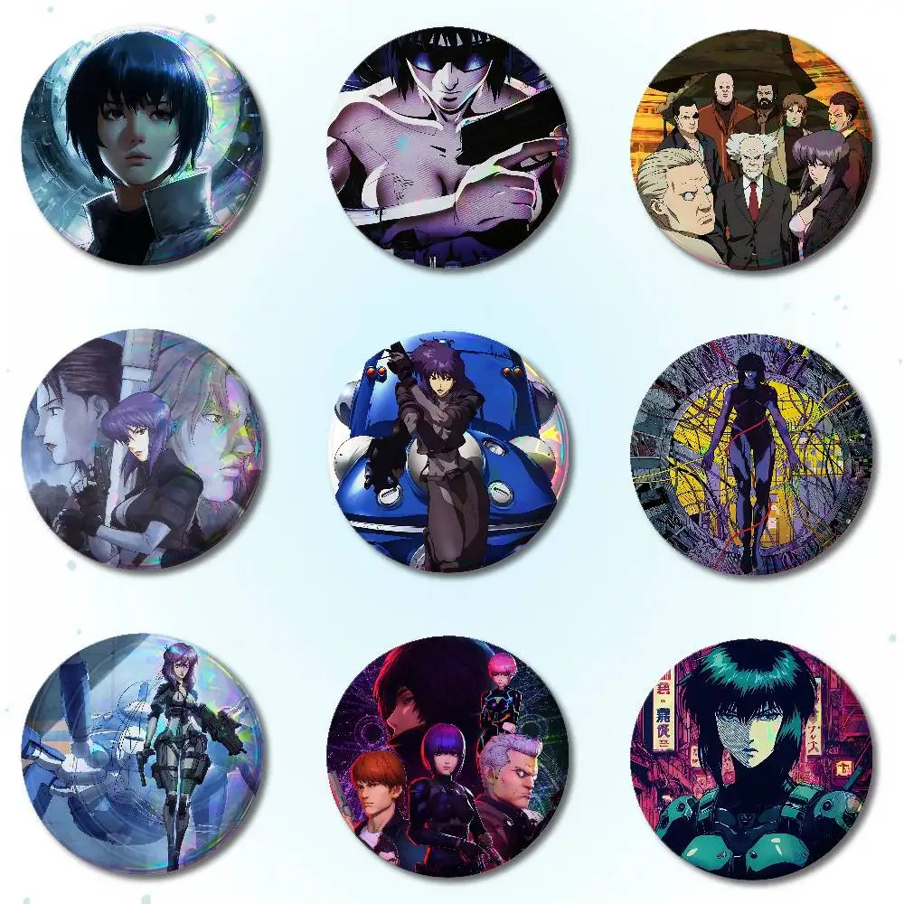 G-Ghost In The S-Shell Badges Round Brooch Cute Cartoon Idol Cosplay Badges DIY Backpack Clothing Jewelry Pins