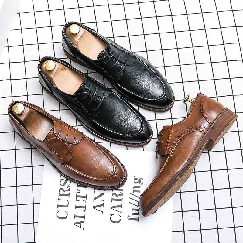 

High quality Social Leather Business Shoes For Men British Oxford Brogue Formal Men's Dress Leather Shoes Male Size 47