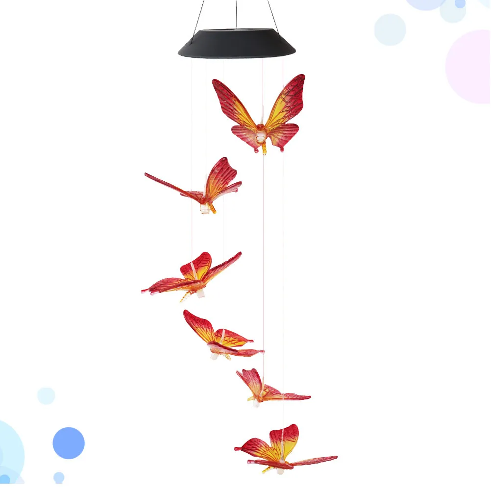 

Solar Powered Wind Chime with 6 Colorful Leds Auto Night Light for Porch Window Courtyard Hanging Outdoor Indoor Decor Lamp