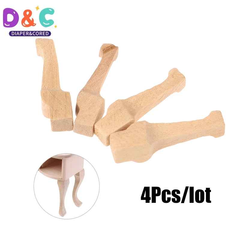 4Pcs/lot 1:12 Wooden Dollhouse Table Leg Miniature Furniture Diy Dollhouse Accessories Simulation Table Feet Model Dollhouse Toy