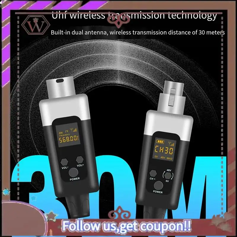 ABBG-New K1 UHF Wireless Microphone Transmitter Receiver XLR Microphone Wireless System For 48V Capacitive Microphone