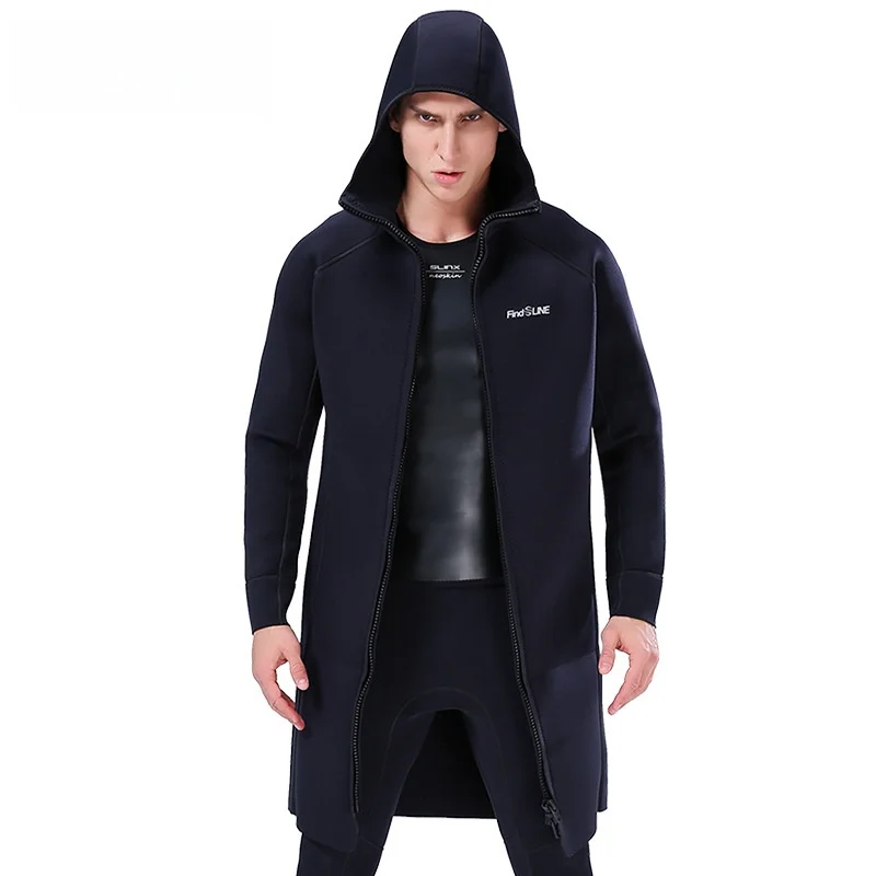 3MM Wetsuit Long Coat Scuba Diving Suit Men Women Neoprene Fishing Hunting Spearfishing Warm Winter Jacket Hooded Windbreaker