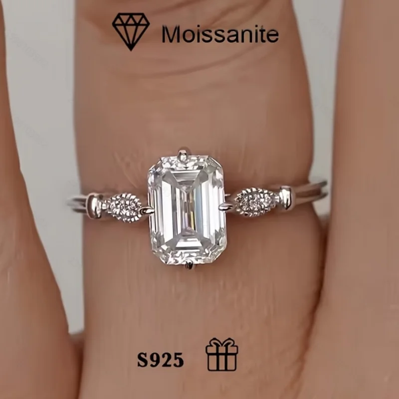 

925 silver Mosan diamond ring female European and American fashion best selling 2 carat diamond ring to send his girlfriend.