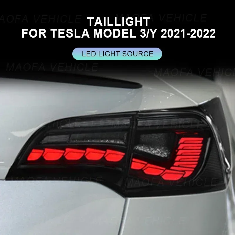 STLFCar exterior accessories LED Tail Light Brake Rear Lamp Modified Rear Lights LED Taillight For Model 3/y 2021-2023LED