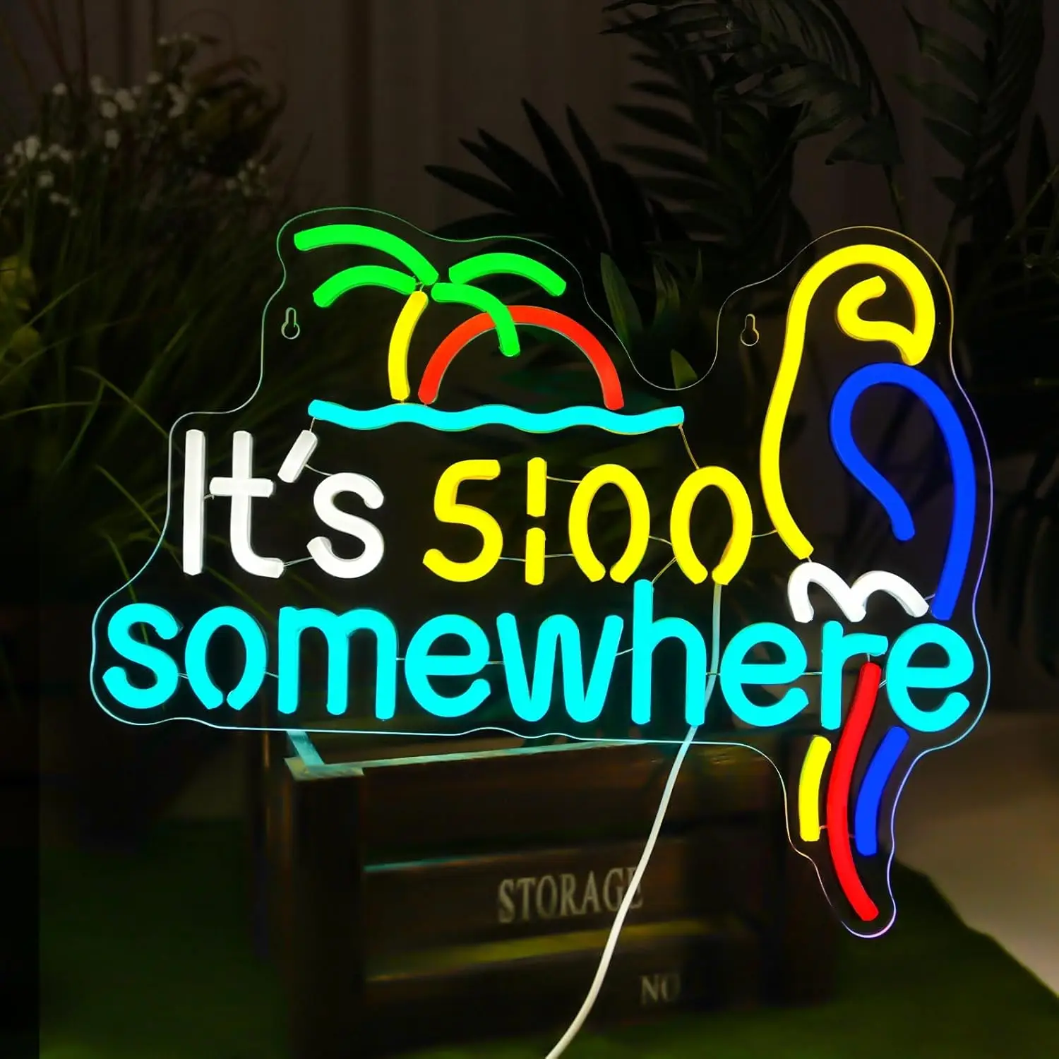 

Its 5 00 O'clock Some Where Parrot Neon Sign USB LED Neon Lights for Beer Bar Gaming Room bedroom decoration Gift Night Light