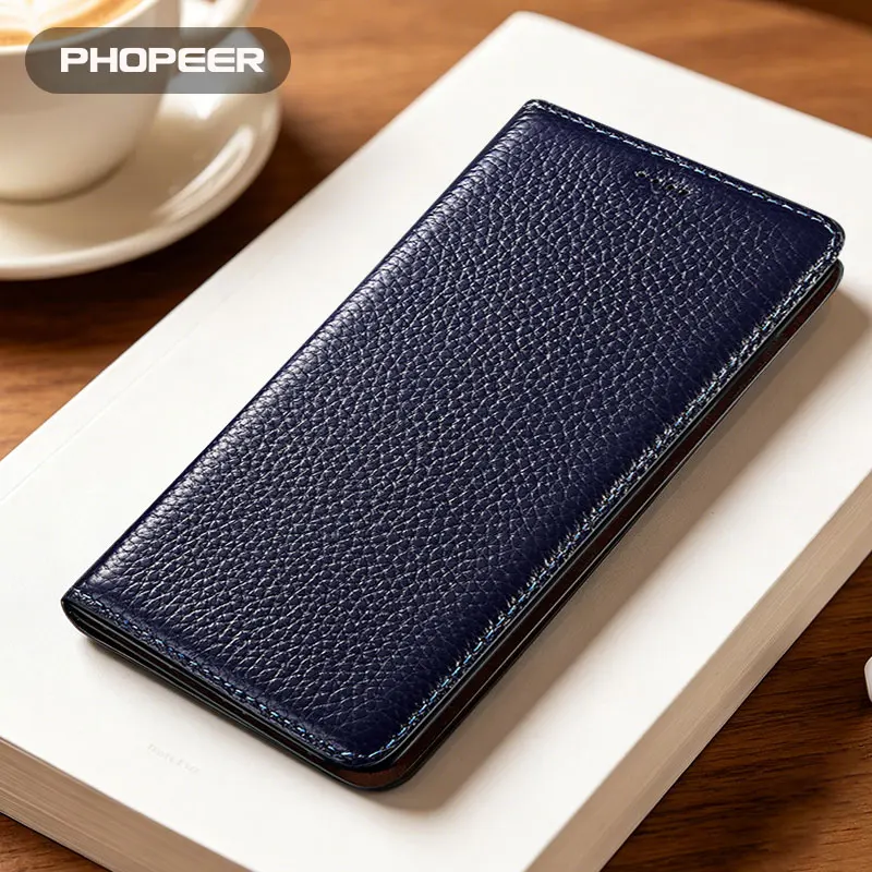 Luxury Genuine Leather Phone Case for Xiaomi Poco M Series M7 M6 M5 M4 M3 S pro plus 4G 5G Litchi Skin Pattern