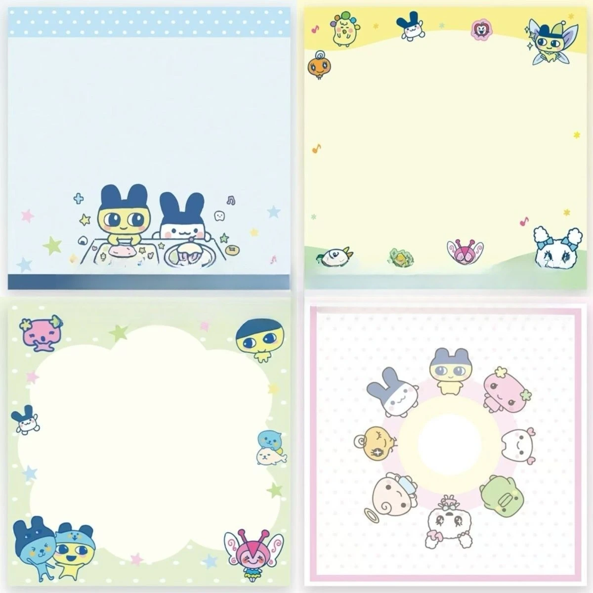 Cartoon Tamagotchi sticky notes with adhesive, cute cartoon, girlish, high aesthetic, simple, for student study and memo