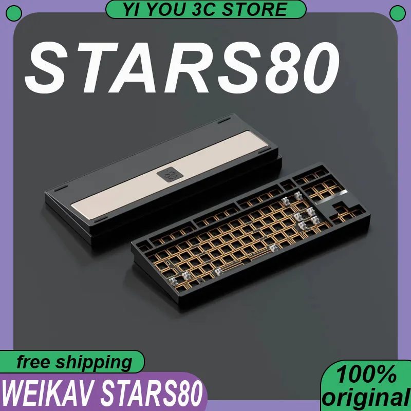 Upgrade Weikav Stars80 Mechanical Keyboard Kit Wireless Tri-mode Aluminium QMK/VIA Gasket PC Esports Laptop Gaming Keyboard Kits