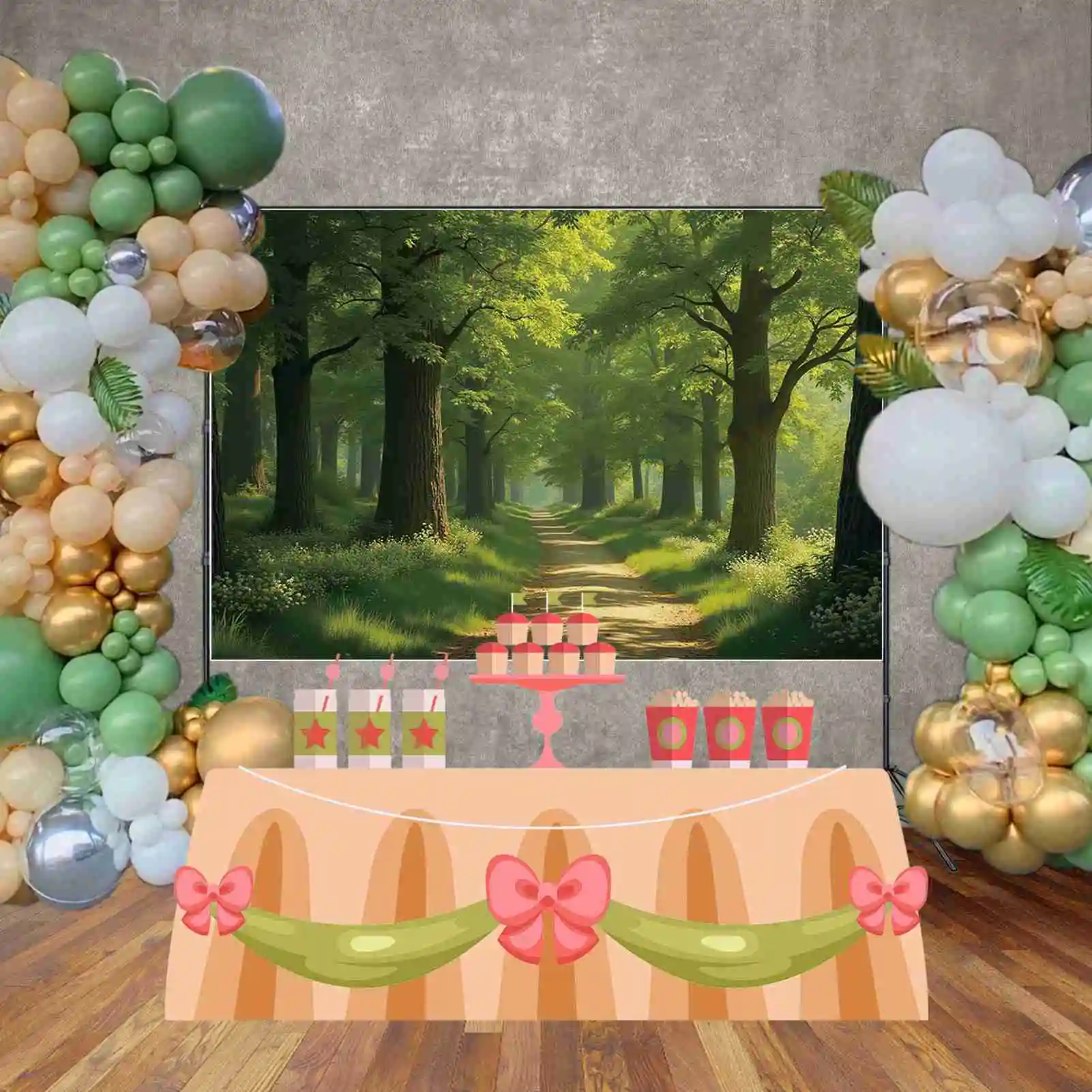 MOON.QG Nature Scenery Green Forest Photography Backdrop Shade Flowers Oak Trees Photocall Background Baby Studio Photobooth