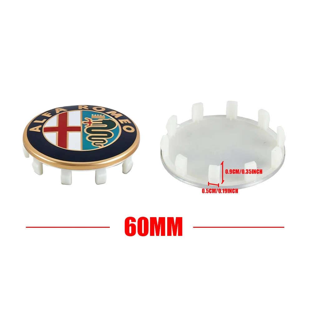 4PCS 60mm Wheel Hub Center Caps Hubcap Covers Exterior Accessories For Alfa Romeo Giulietta GT 147 156 159 Giulia Brera Valve