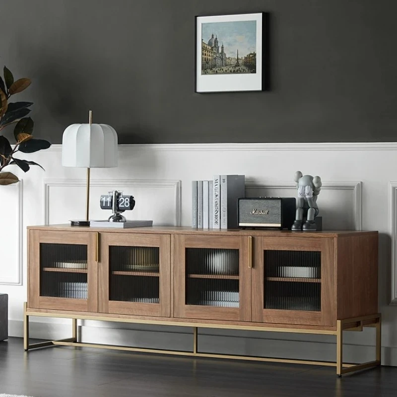 

Light luxury modern simple living room floor cabinet designer Nordic solid wood TV cabinet