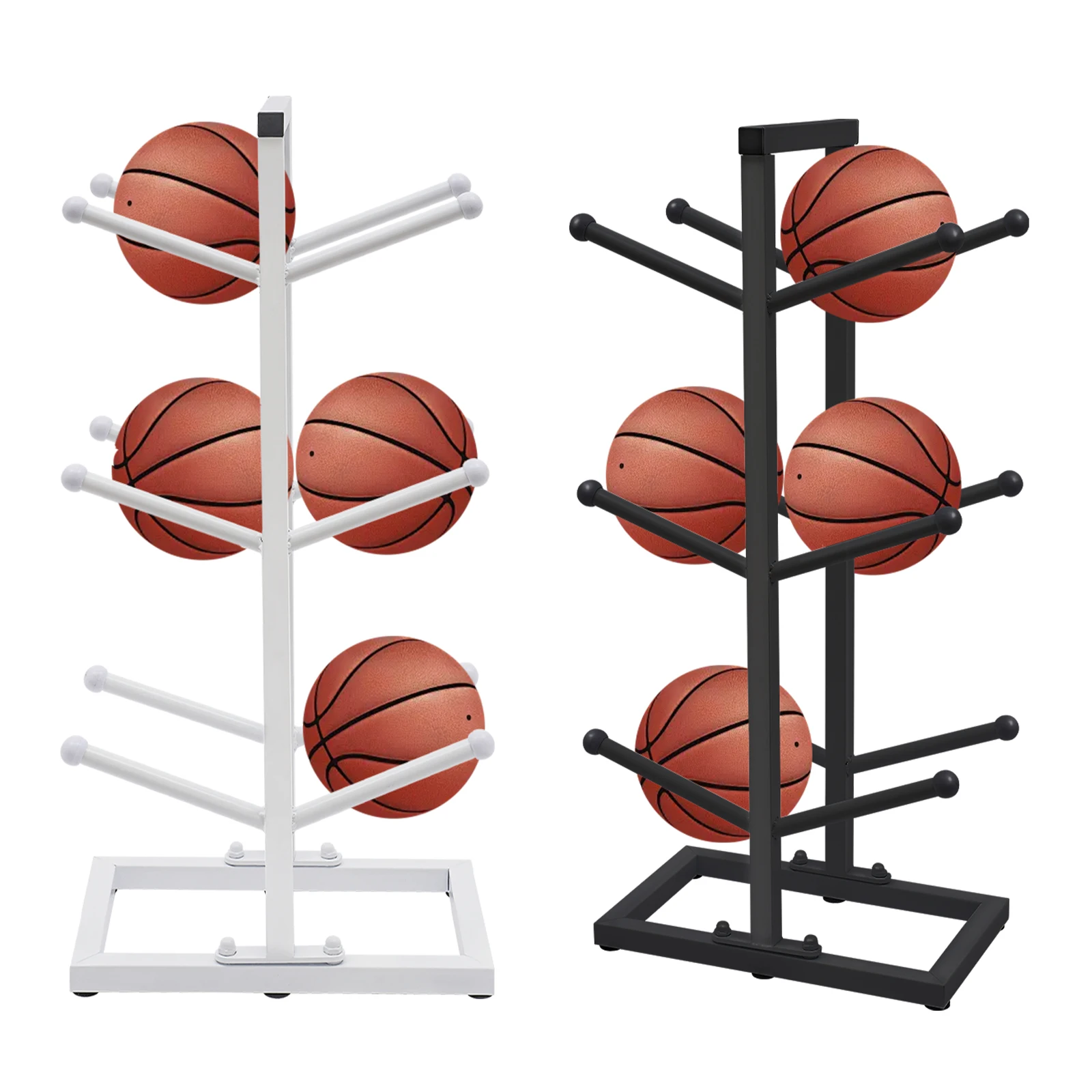 Indoor Basketball Storage Rack 3 Tiers Put Ball Football Storage Basket Placed Rack 6 Capacity Basketball Organizers for Childre