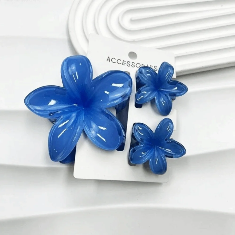 

3Pcs/Set New Gradient Hair Claws Sweet Flower Plumeria Flower Hawaiian Flower Hair Clip Clamp Acrylic Hair Clips Beach