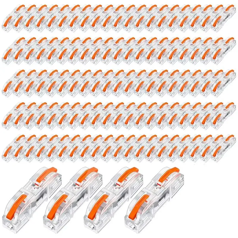 A73E-Transparent Quick Compact Cable Connector 100Pcs Wire Connectors Inline Wire Cable Connectors