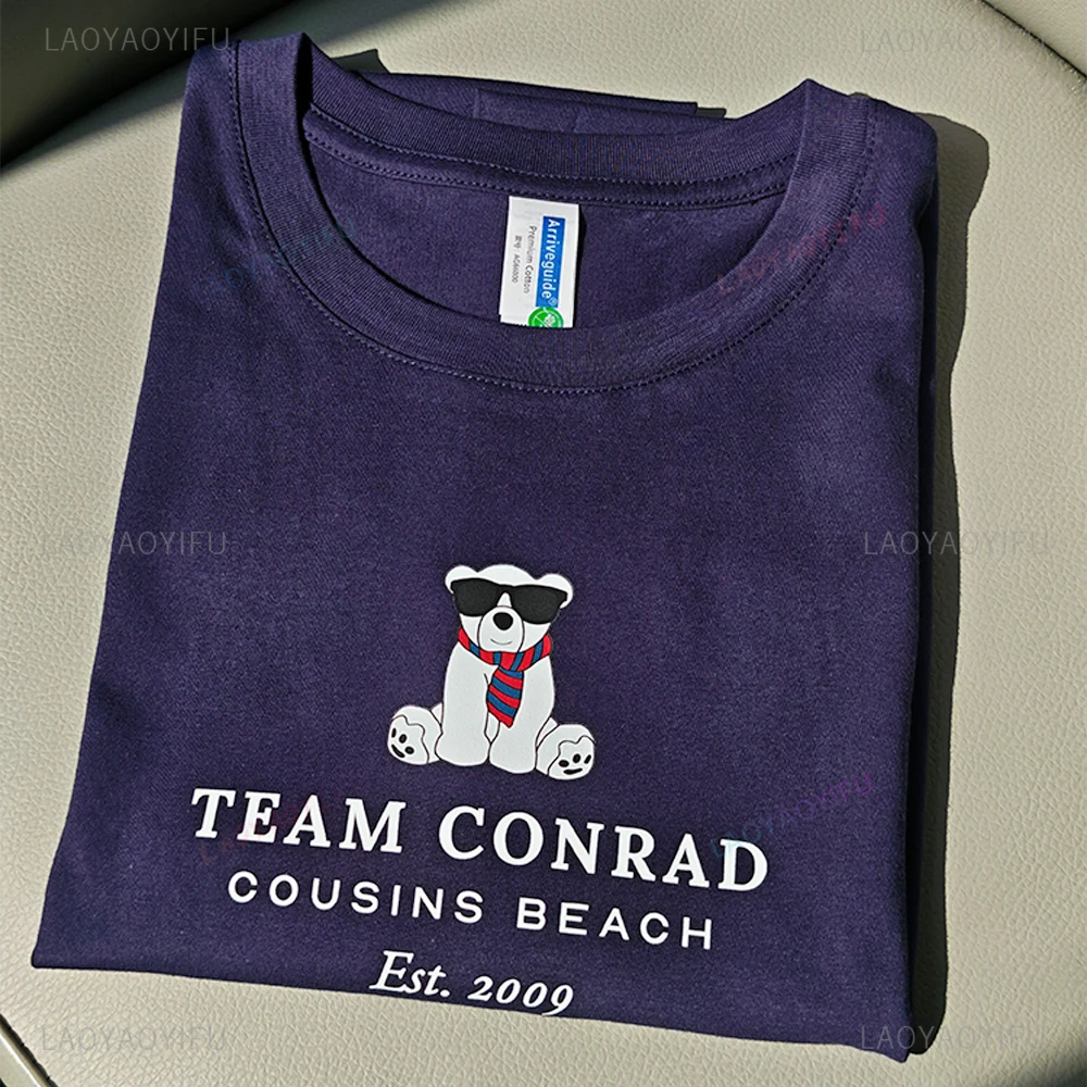 مؤسسة الشاطئ Team Conrad Junior Mint Bear Cousins. 2009 جرافيك تي شيرت الصيف تحولت جميلة 3 فيلم امرأة رجل القطن قميص #5