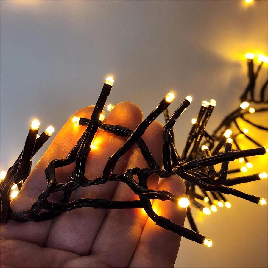 1000/1500 LED Firecracker String Light Outdoor LED Cluster Garland Fairy Lights 8 Modes Waterproof For Christmas Wedding Decor