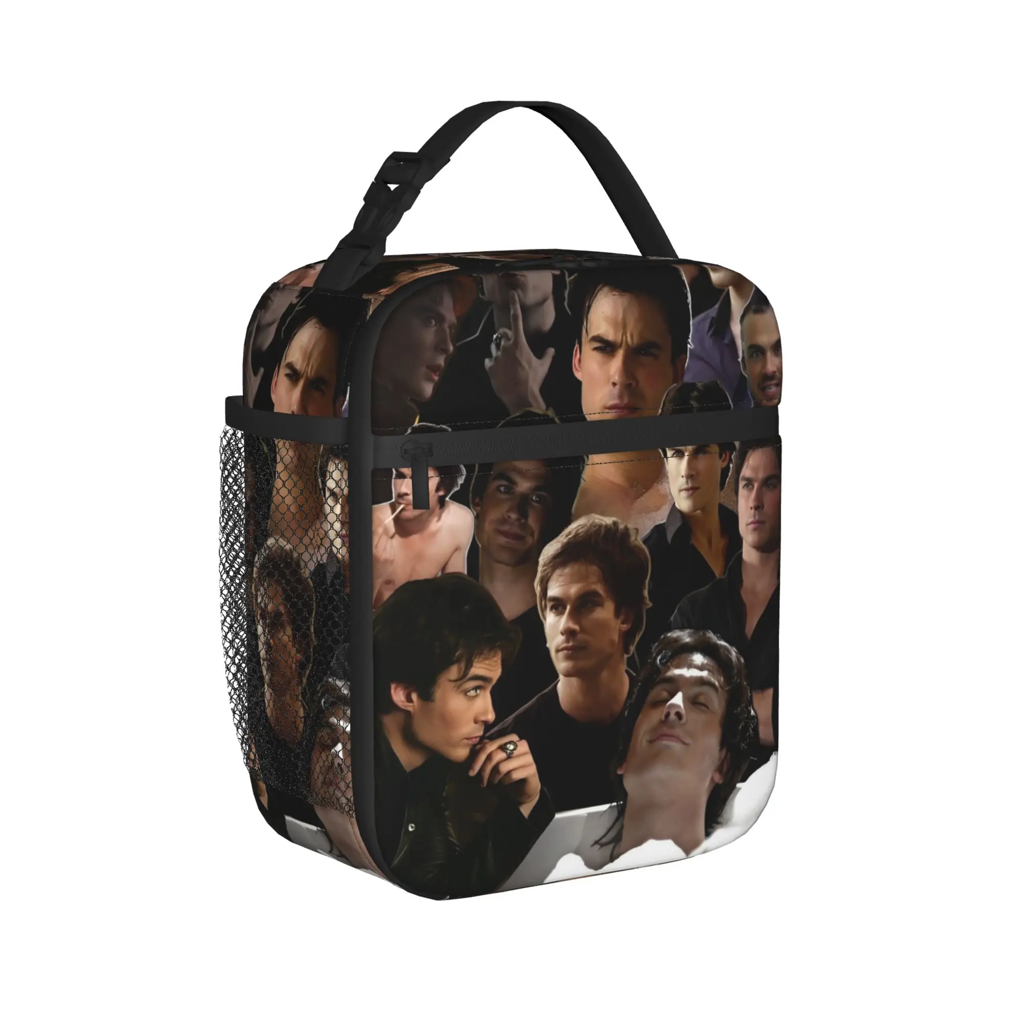 Damon Salvatore Insulated Lunch Bags Large The Vampire Diaries Meal Container Thermal Bag Lunch Box Tote Food Handbags