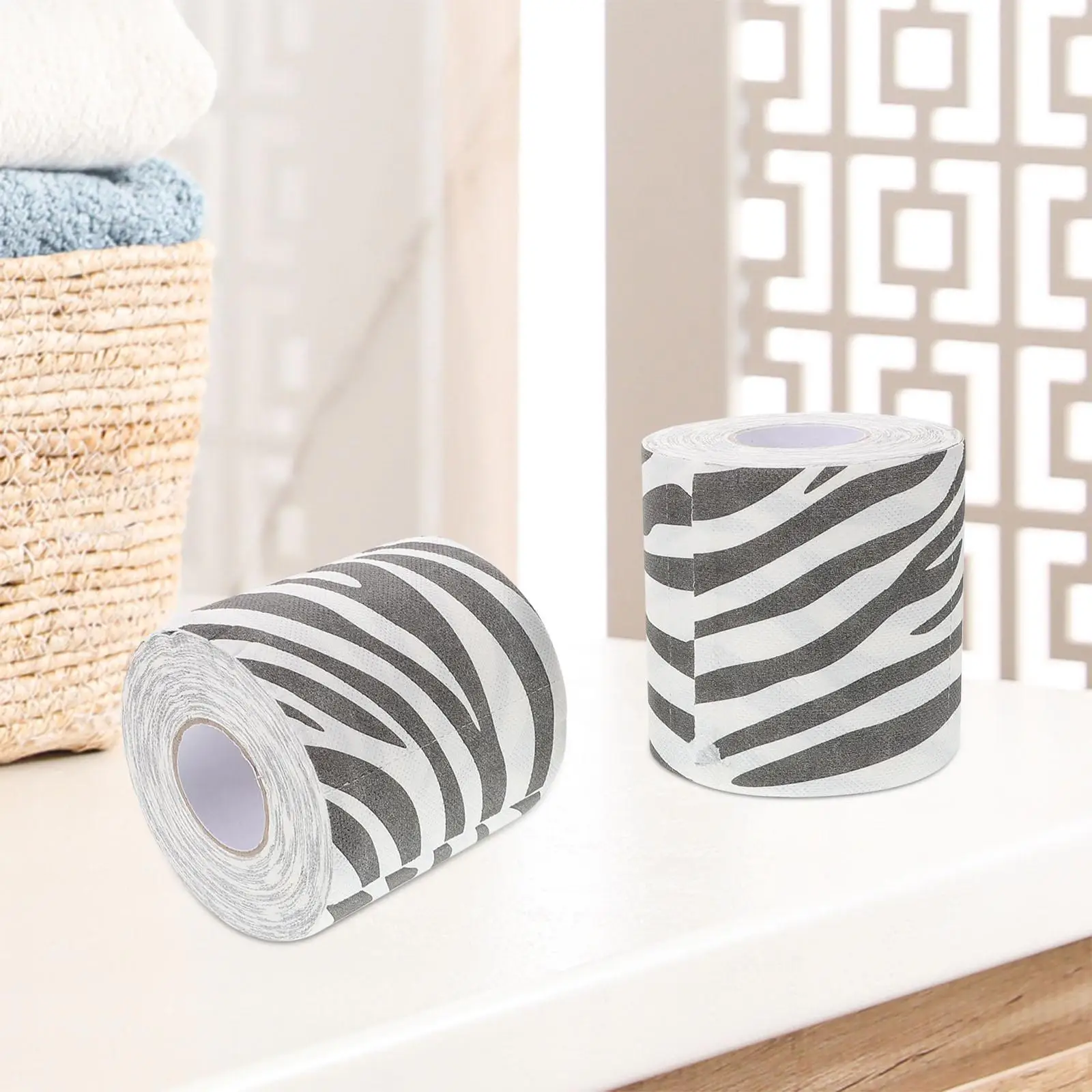 

2 Pcs Printed Roll Paper Animal Napkins Animals Ribbon Ribbons Duct Tape Toilet