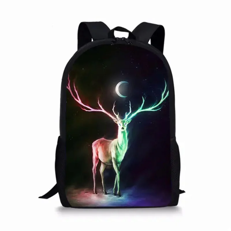 Mochila con patrón de ciervos del bosque de fantasía para estudiantes, bolsa escolar para niños, bolsa de libros para adolescentes, mochilas casuales diarias, bolsas de almacenamiento