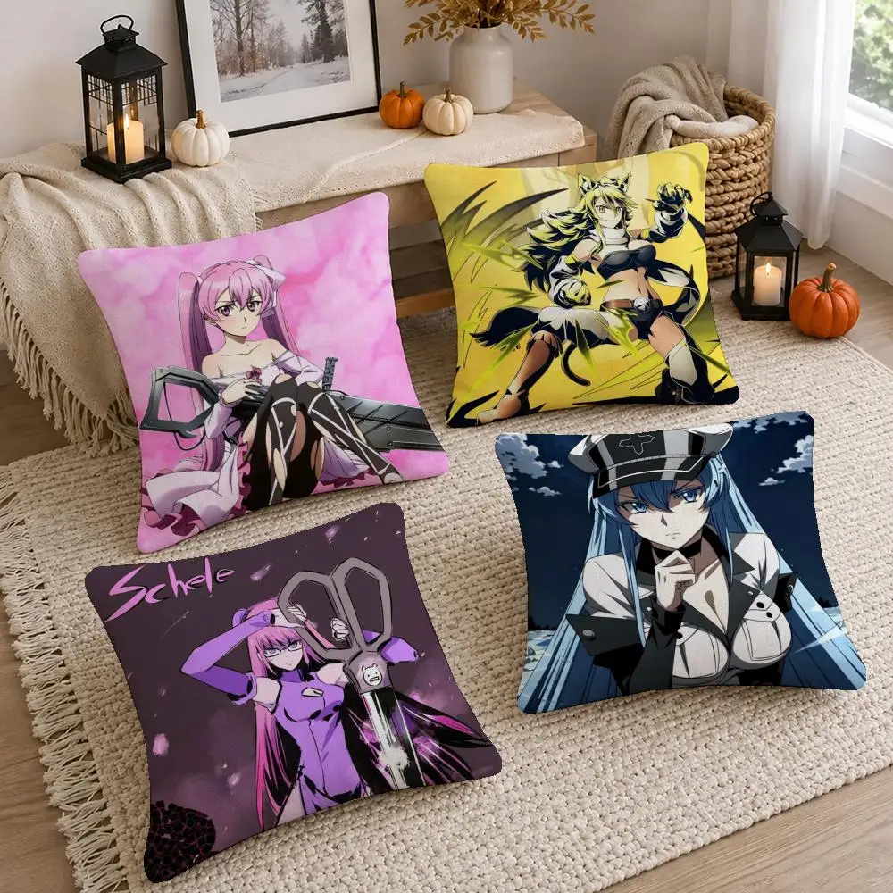Dark Anime Akame ga Kill Cushion Cover Short Plush Pillow Cover, Washable Wrinkle-Resistant for Sofa Bedroom Decor Gift
