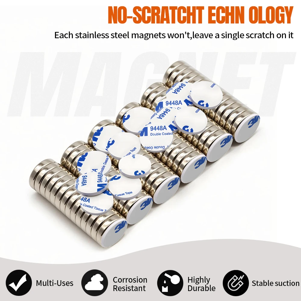 12x3mm Super Powerful Round Neodymium Magnet With double-sided adhesive Magnet N35 Strong Permanent Magnetic refrigerator imanes