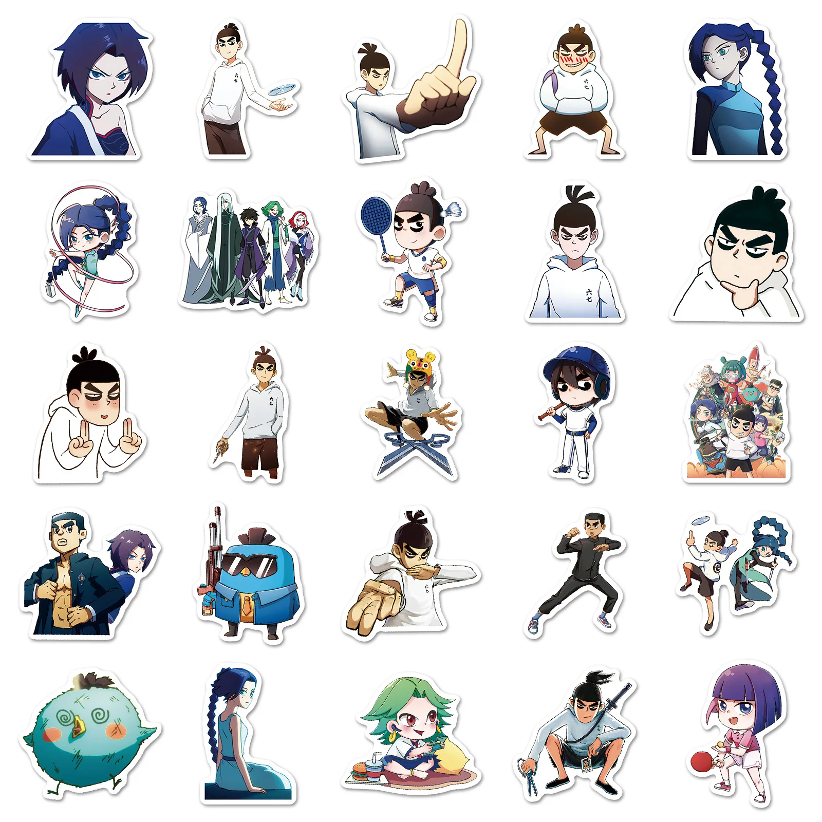 50 قطعة مقص الرسوم المتحركة الكرتونية سبعة ملصقات شخصية باردة متعة الزخرفية دفتر سكيت الكتابة على الجدران صائق لعبة أطفال