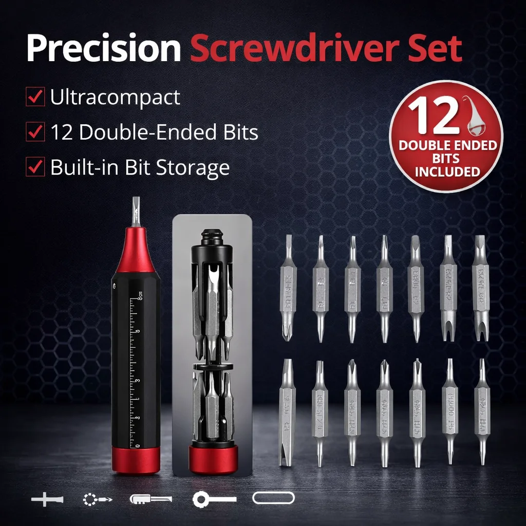 22-in-1 Präzisions-Schraubendreher mit Integriertem Magnetischem Schraubendreher-Bit Handwerkzeug für Uhren, Brillen, iPhone, Kamera, PC Mini