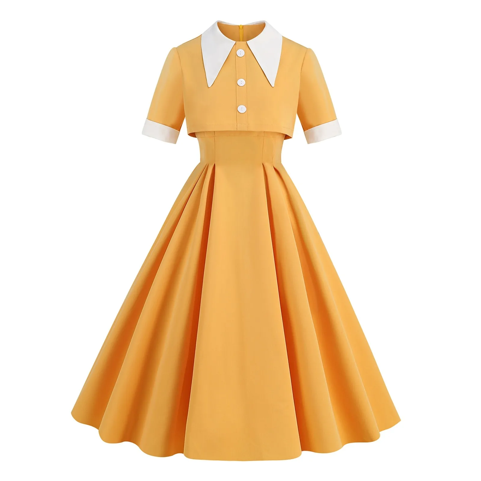 Hellblau 60er Jahre Hepburn Stil Retro Vintage Kleid Peter Pan Kragen Kurzarm Swing Robe Femme Frauen eine Linie Party Kleider 2024