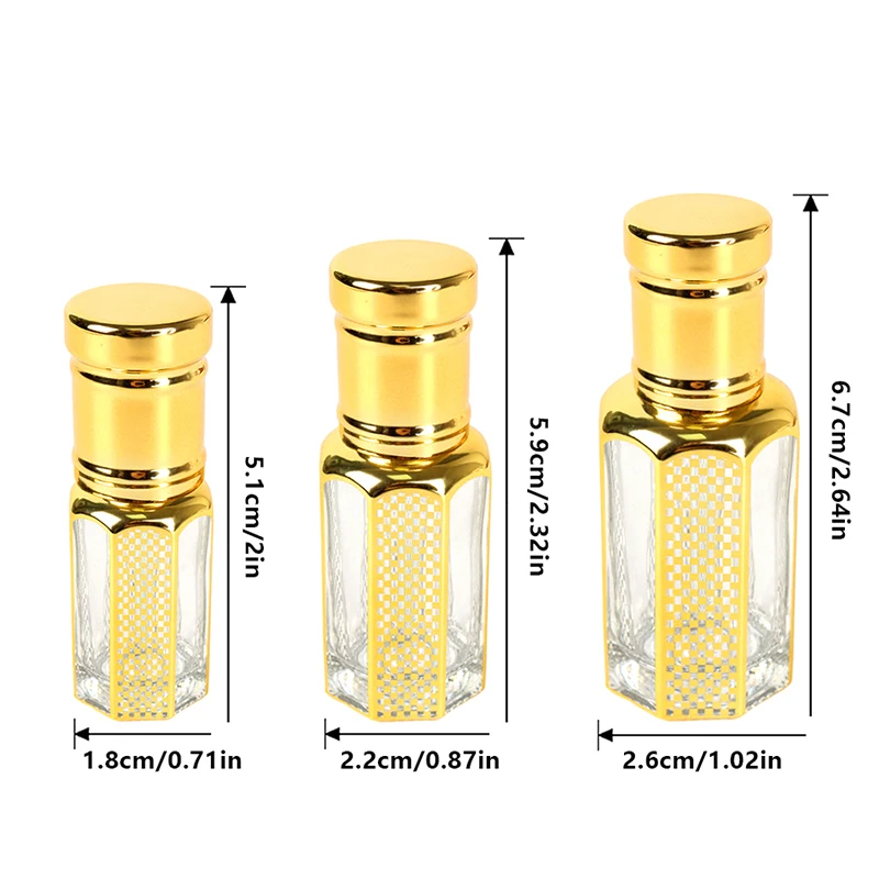 1pcs 3ml/6ml/12ml Empty Gold Glass Bottle Mini Essential Oil Container Refillable Roller Bottle Portable Perfume Bottle DIY