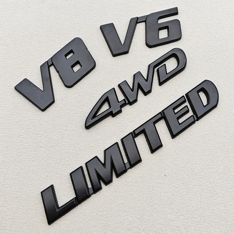 3D Metal Car Sticker Logo 4WD V6 V8 LIMITED Fender Side Badge Rear Trunk Emblem For Toyota LC150 LC200 4Runner Tundra Accessorie