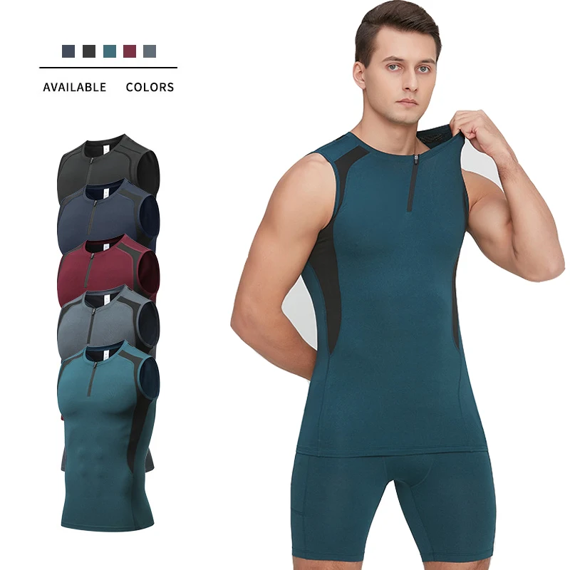 Men Sport Vest High Elastic Workout Tank Tops Compression Sleeveless Shirt Slimming Trummy Control Shapewear Fitness Singlets