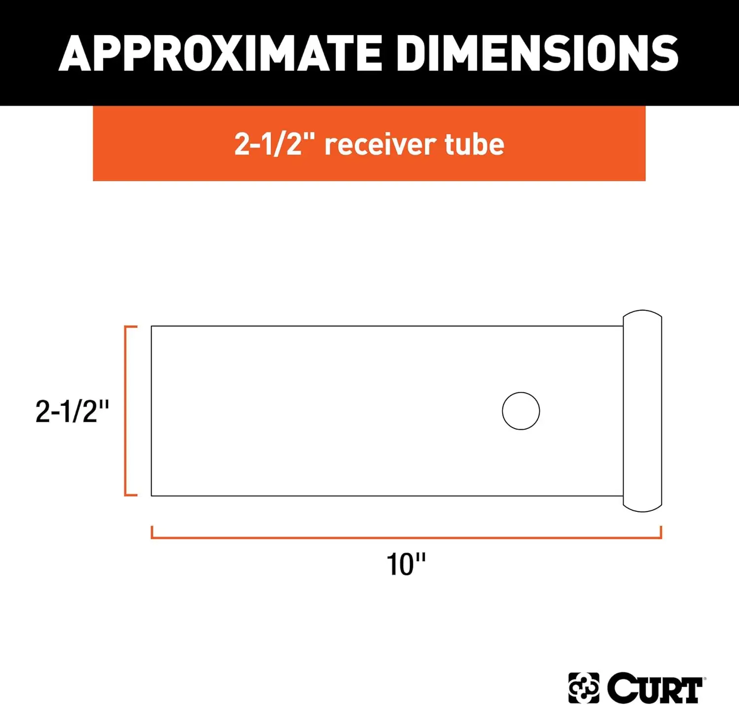 49510 Tubo receptor de enganche de remolque de acero crudo soldado de 2-1/2 pulgadas x 10 pulgadas, negro